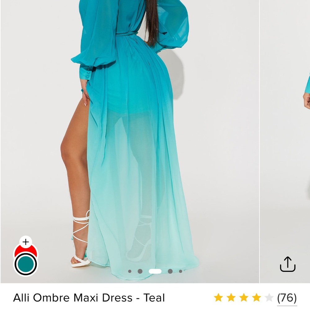 Elegant Teal Ombre Maxi Dress - Picture 3 of 16